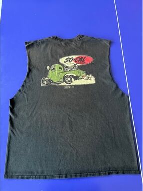 SoCal Hot Rod Sleeveless Modified Black 2XL Tank Top w Vintage Pickup Graph READ